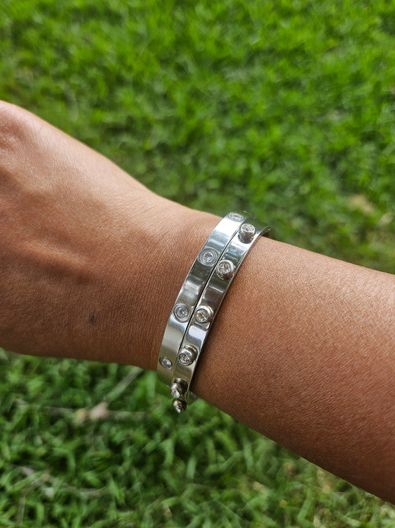 Stainless Steel Flower/Lifted Flower Bangle Bundle