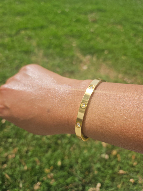 18k Gold Plated Flower Cuff Bangle