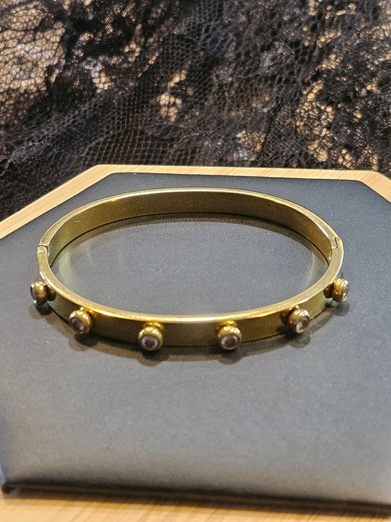 18k Gold Plated Lifted Flower Cuff Bangle